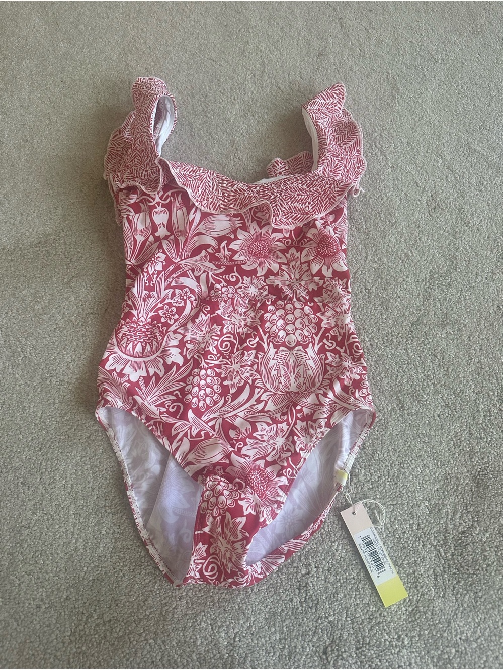 summersalt red and White Floral One-Piece with Ruffle Detail